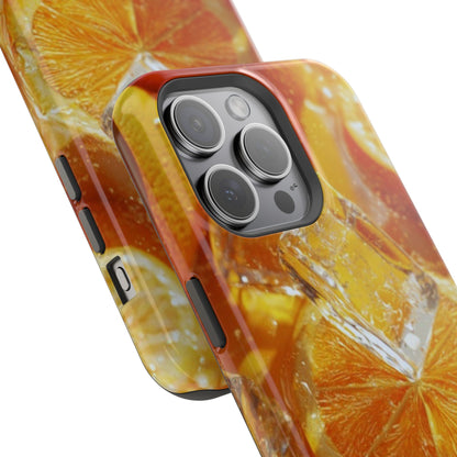 Citrus Orange Splash MagSafe iPhone Case – Dual-Layer Tough Protection, Vibrant Summer Design