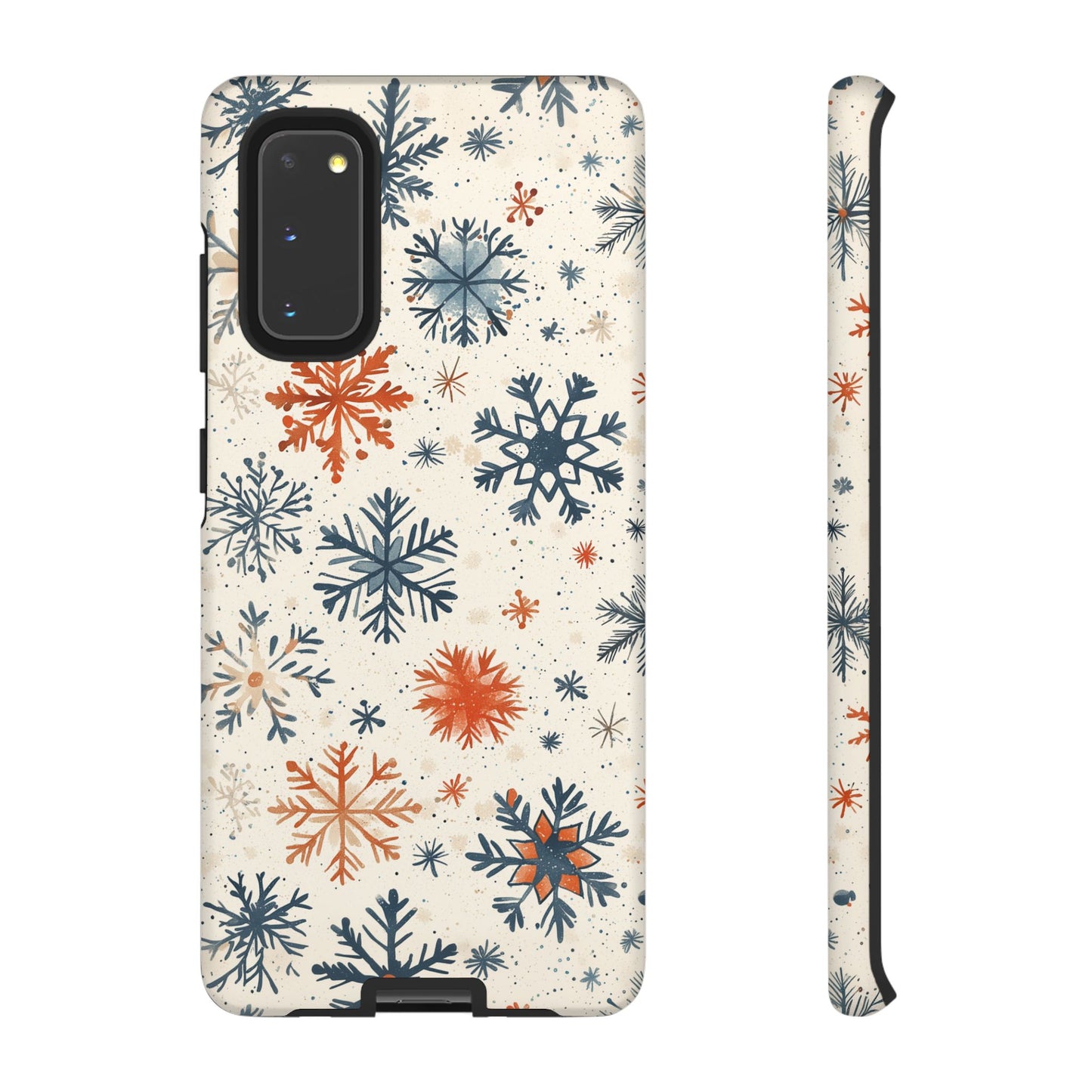 Rustic Orange and Blue Snowflake Pattern – Samsung Galaxy Series Case