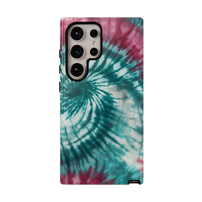 Teal and Pink Spiral Tie-Dye Samsung Galaxy Case – Boho Chic Design