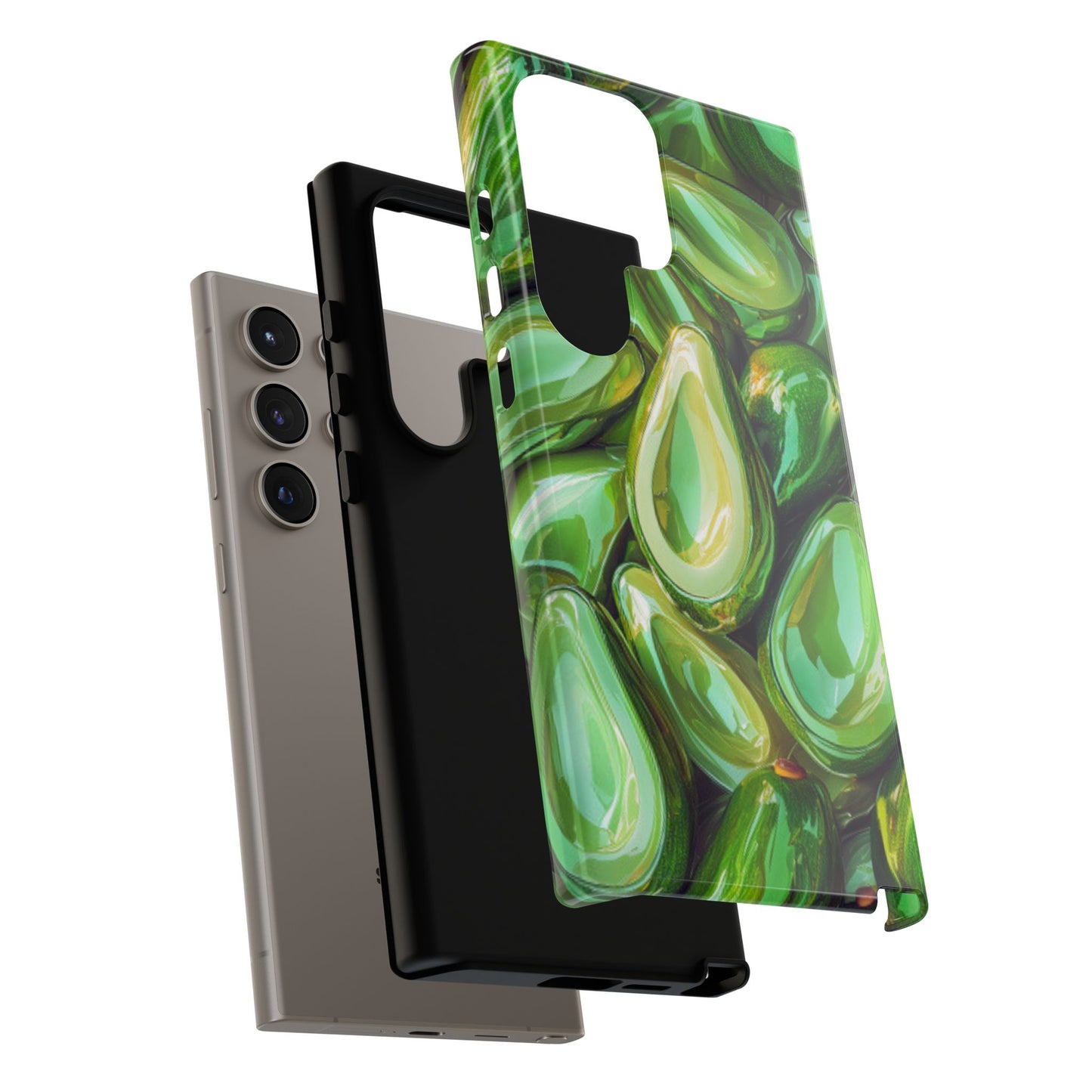 Glossy Avocado Samsung Galaxy  Case – Sleek Green 3D Fruit Design, Durable and Stylish