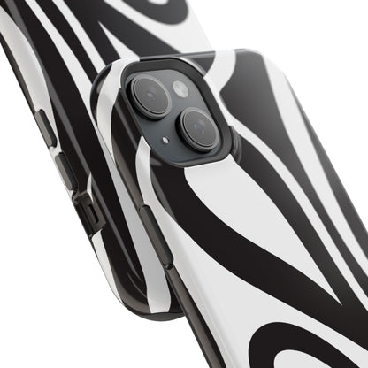 Modern Black and White Abstract Tough MagSafe iPhone Case – Bold Graphic Pattern with Dual-Layer Protection