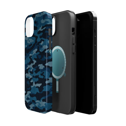 Dark Blue Camouflage – MagSafe iPhone Case with Modern Rugged Style