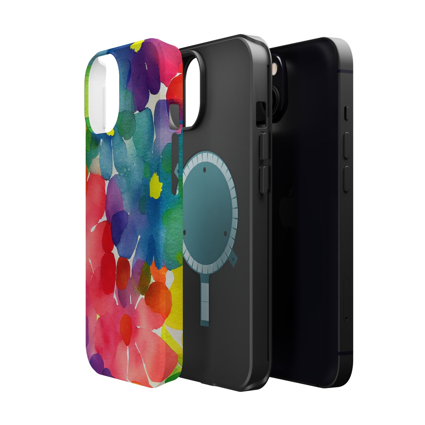 Rainbow Bloom Watercolor MagSafe iPhone Case – Slim Design, Glossy Finish