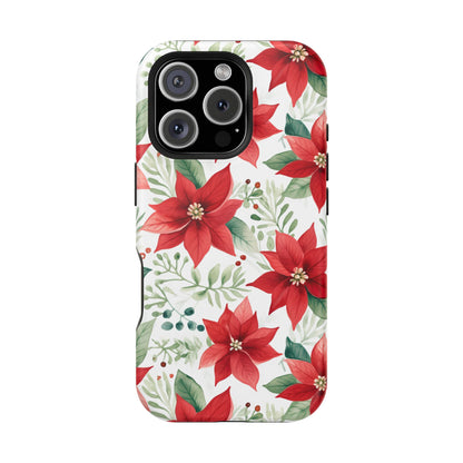 Festive Poinsettia Holiday Pattern – MagSafe iPhone Series Case