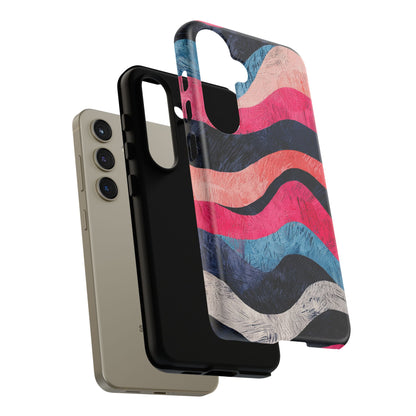 Abstract Wave Pattern Samsung Galaxy Case – Shockproof, Matte Finish, Dual-Layer Protection