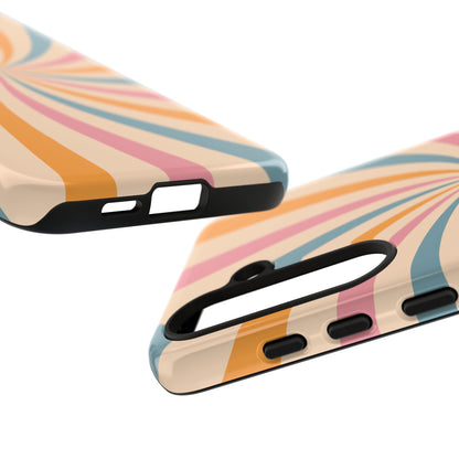 Retro Swirl Pattern Samsung Galaxy Case – Bold 70s Vibe in Pink, Orange, and Teal