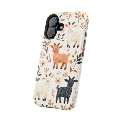 MagSafe iPhone Case: Smiley Goats & Dried Flowers – Vintage Charm