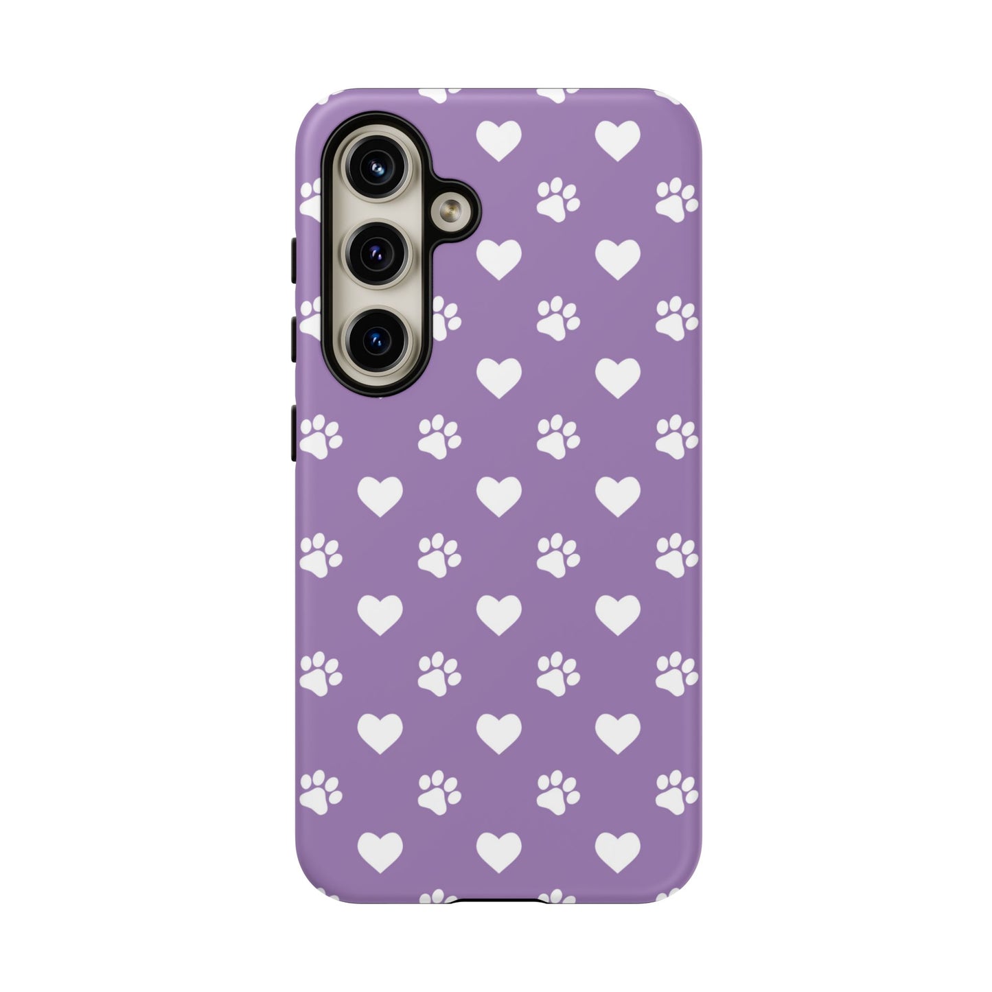 Lavender Paw Prints & Hearts Design - Adorable Pet Lover Samsung Galaxy Case