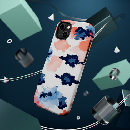 Abstract Coral & Navy Watercolor Design – MagSafe iPhone Case