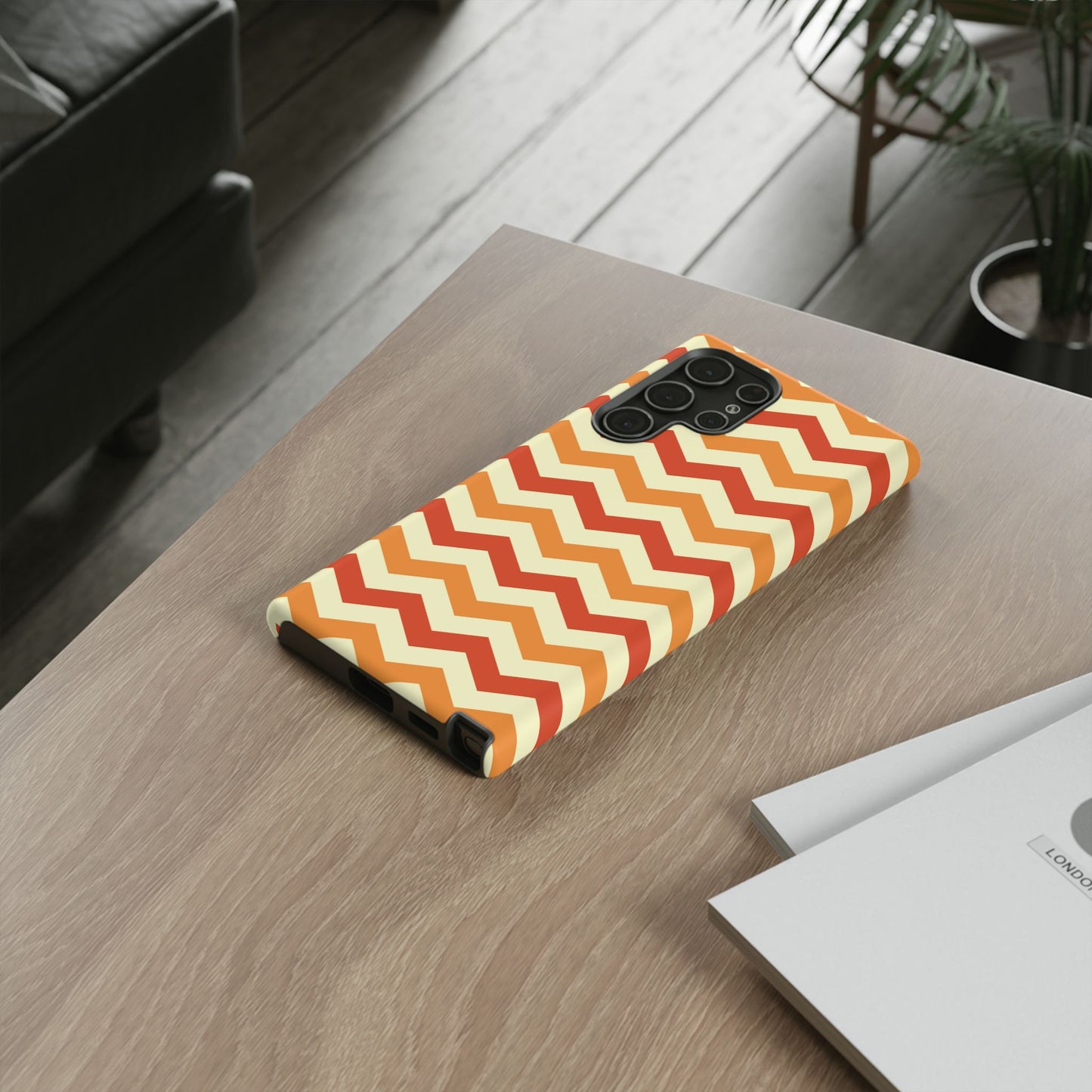 Warm Sunset Chevron – Orange, Red & Cream Geometric Samsung Galaxy Case