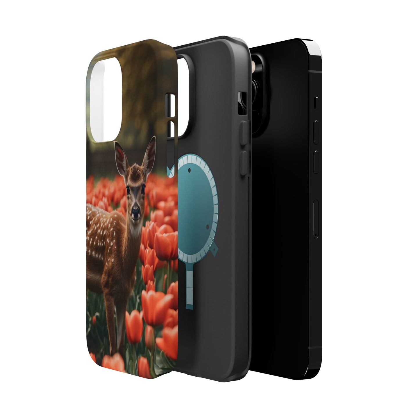 Fawn Among Tulips MagSafe iPhone Case