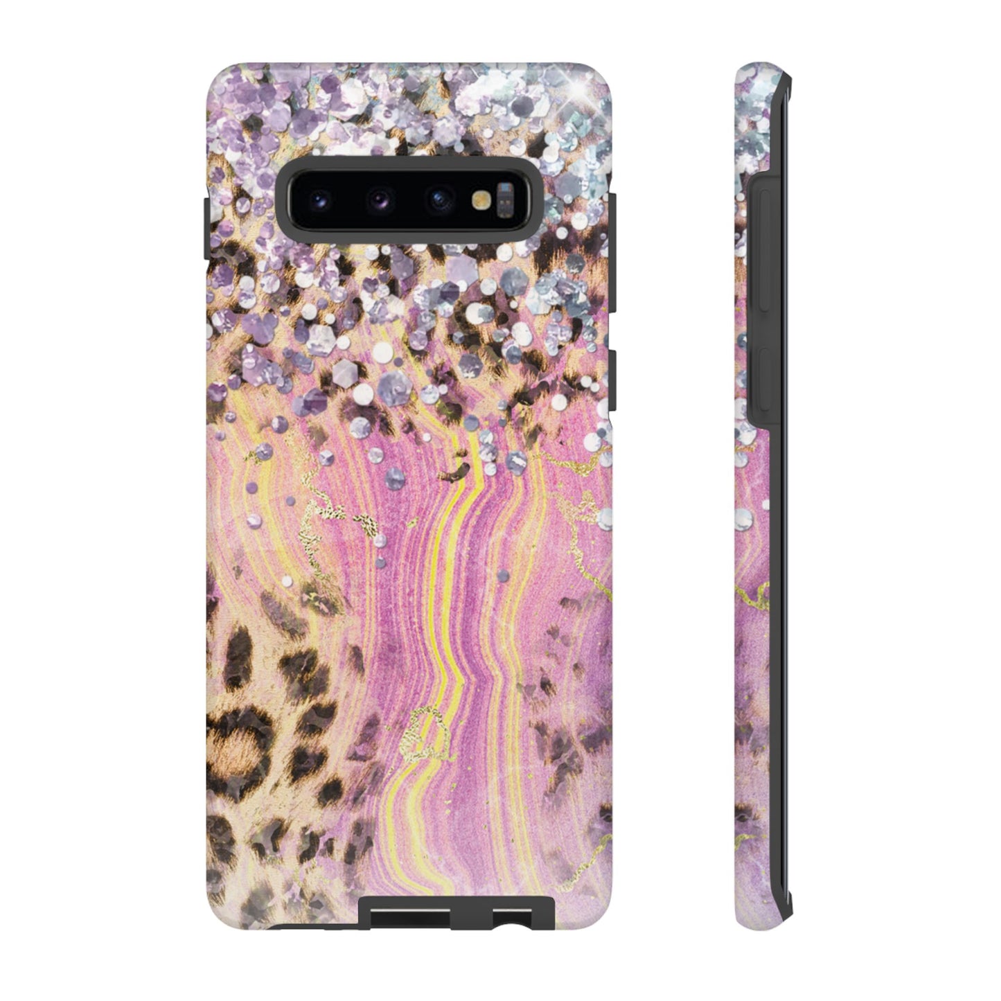 Crystal Glam Leopard - Samsung Galaxy Series Case with Glitter and Gem Accents