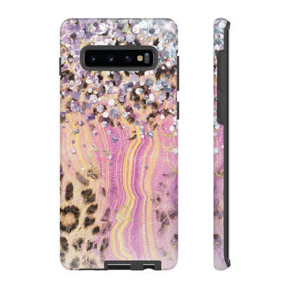 Crystal Glam Leopard - Samsung Galaxy Series Case with Glitter and Gem Accents