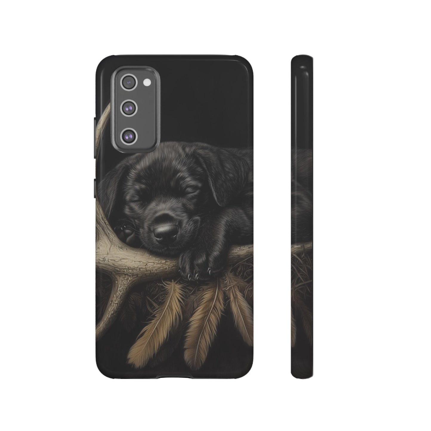 Adorable Black Labrador Puppy on Feathers Samsung Galaxy Case