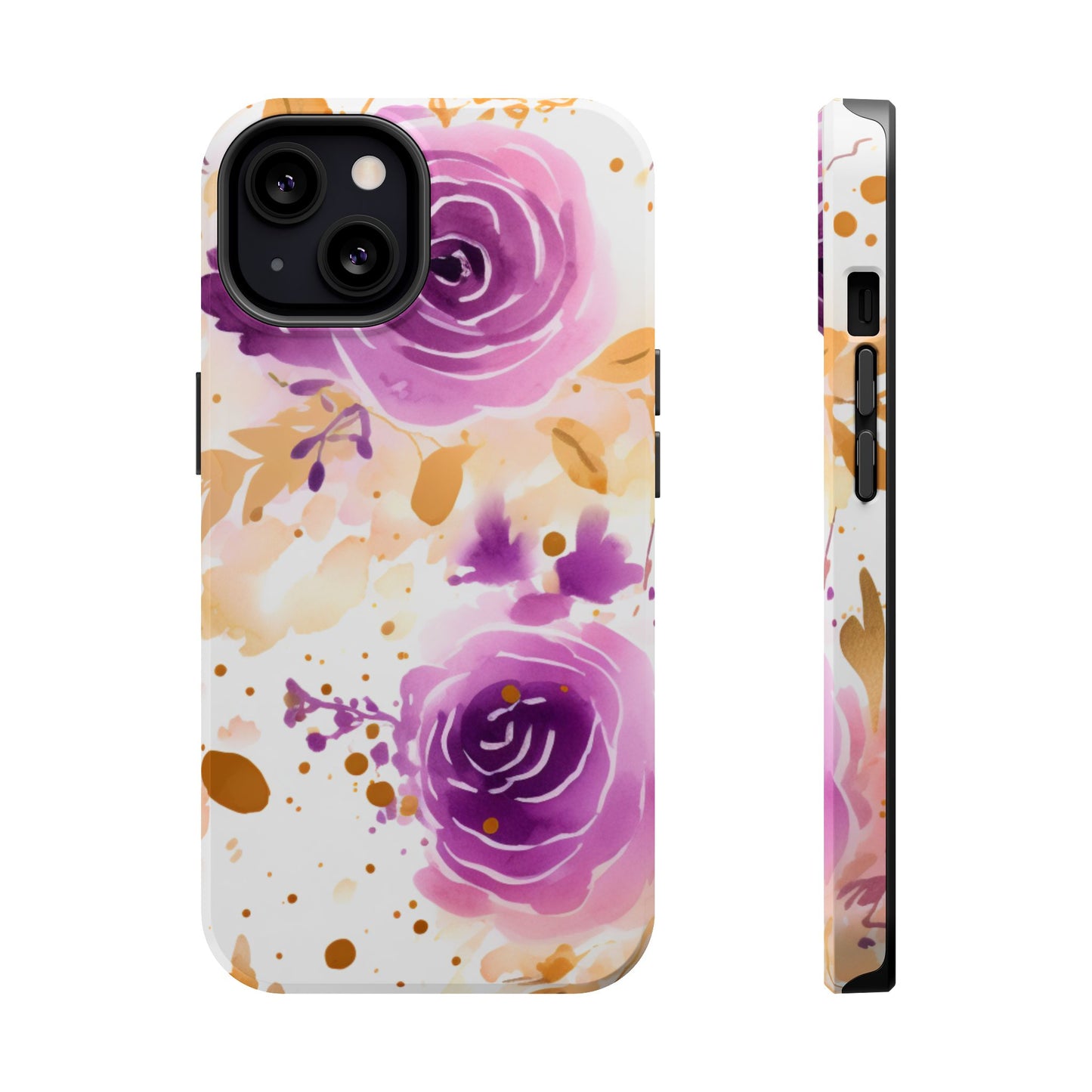 Soft Purple & Gold Floral Splash - MagSafe iPhone Series Case