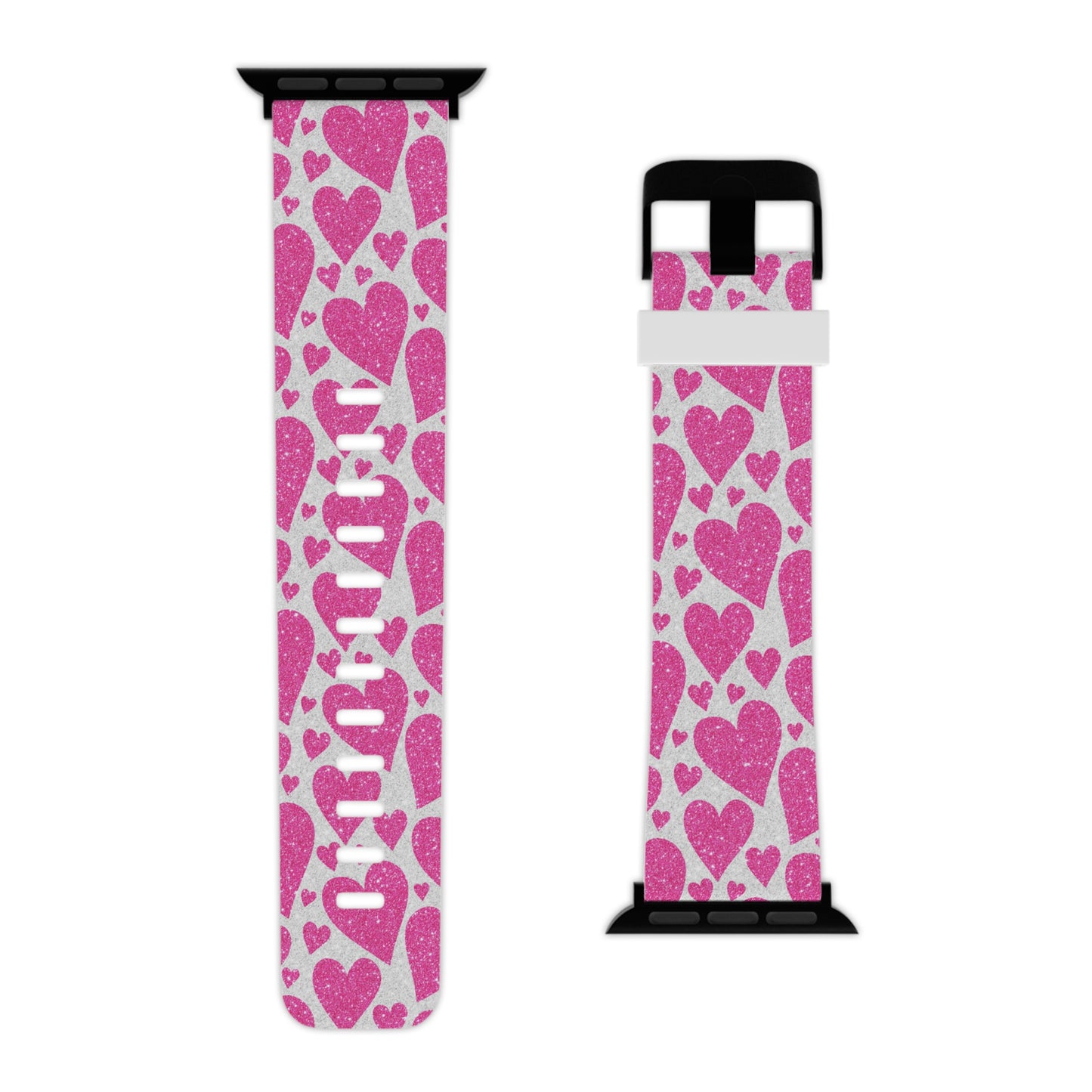  Pink Glitter Hearts Pattern Apple Watch Band