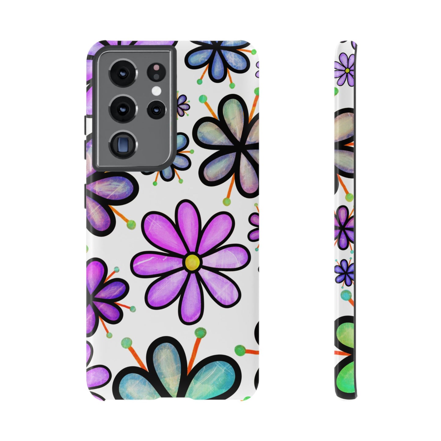 Whimsical Lavender Floral Samsung Galaxy Case – Ultra-Slim, High-Gloss Finish