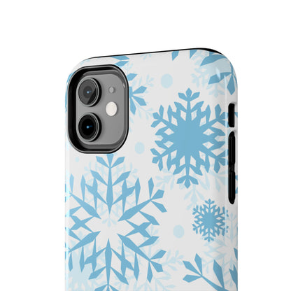 Frosty Blue Snowflakes iPhone Case – Shockproof, Smooth Matte Finish, Dual-Layer Design