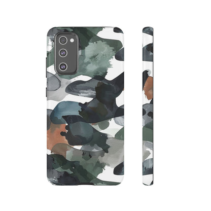 Moody Abstract Watercolor Samsung Galaxy Case – Dark Green and Brown Artistic Design