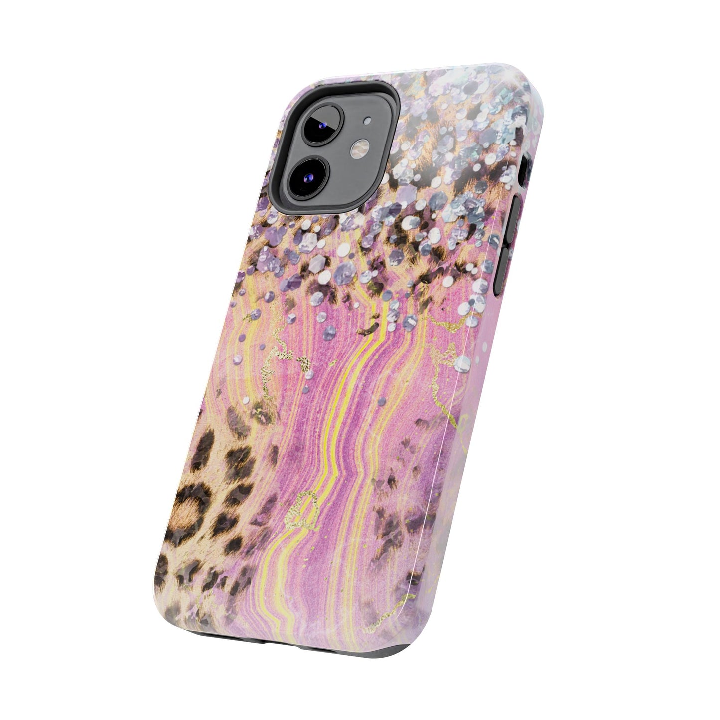 Crystal Glam Leopard - iPhone Series Case with Glitter and Gem Accents