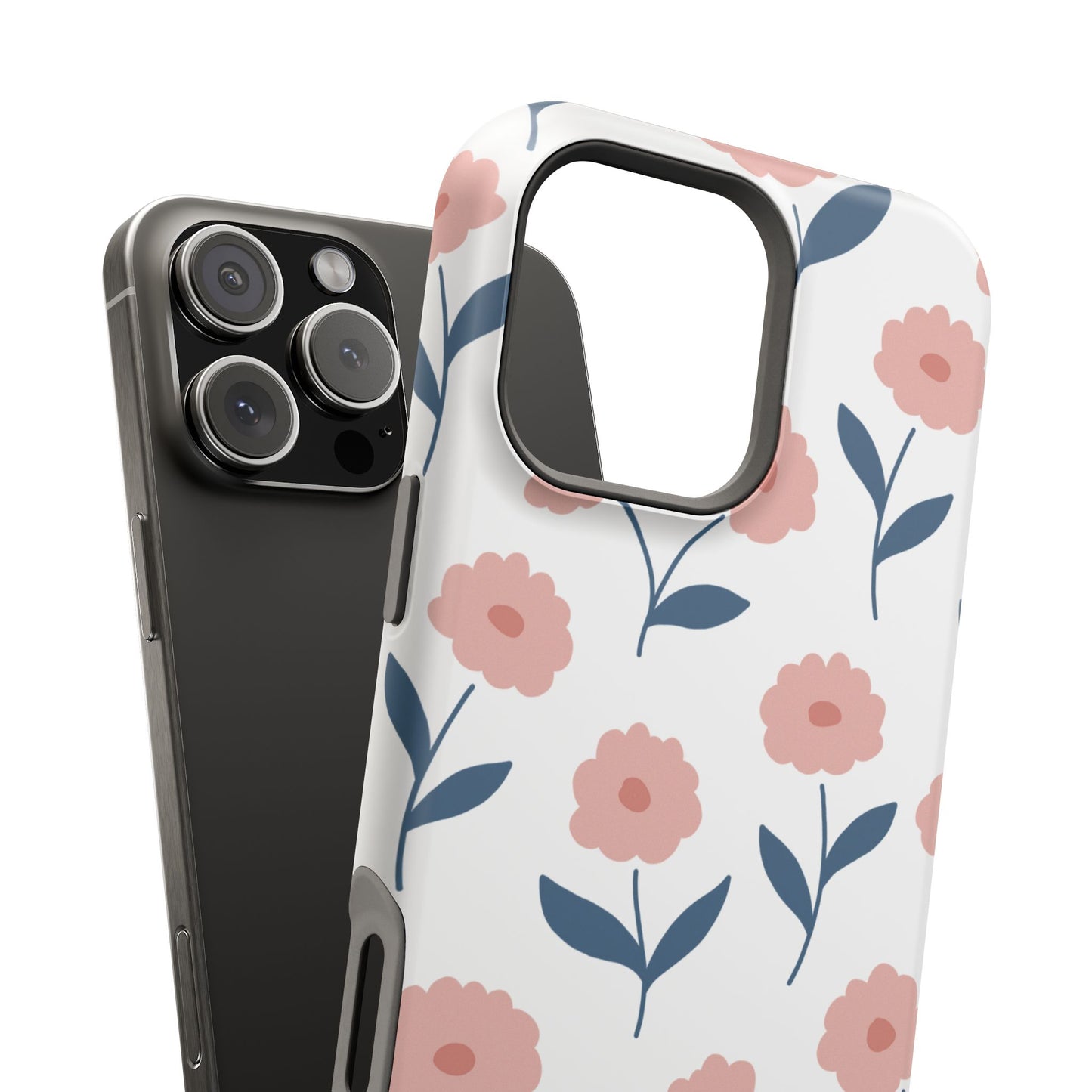 Playful Pink Floral Tough MagSafe  iPhone Case – Soft Pastel Design, Slim & Shockproof