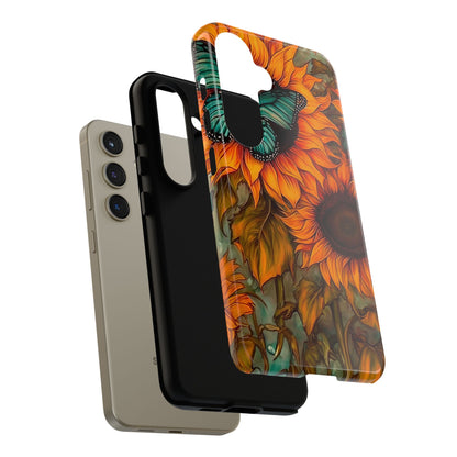 Vintage Blue Butterfly & Sunflower Art – Samsung Galaxy Case