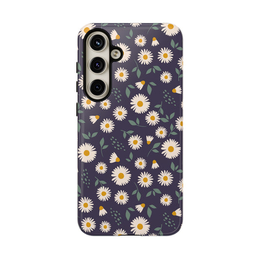 Midnight Daisy Samsung Galaxy Case – Dark Navy Floral Design, Slim and Protective - BOGO Cases