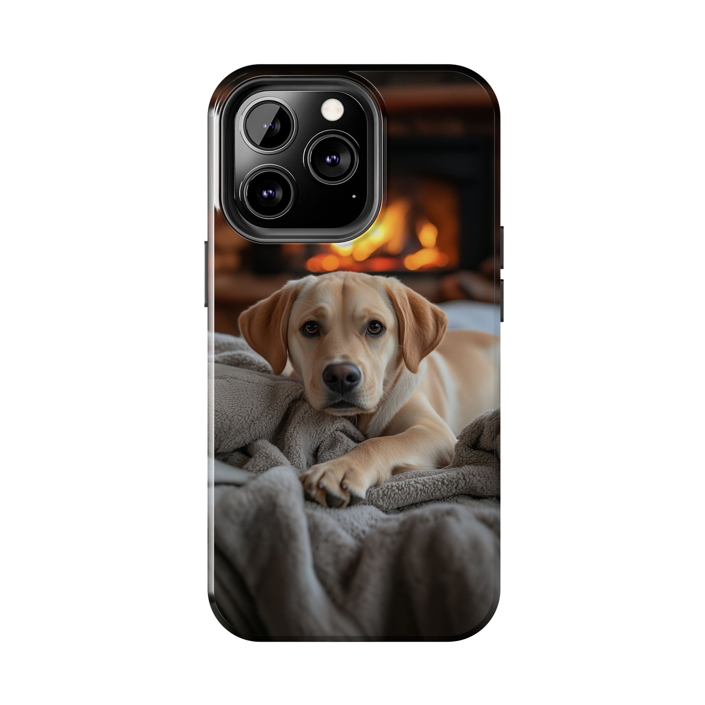 Cozy Golden Retriever by the Fireplace - iPhone Series Case