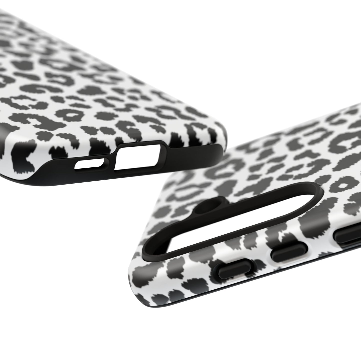 Monochrome Leopard Print Tough Samsung Galaxy Case – Classic Black and White Design with Dual-Layer Protection