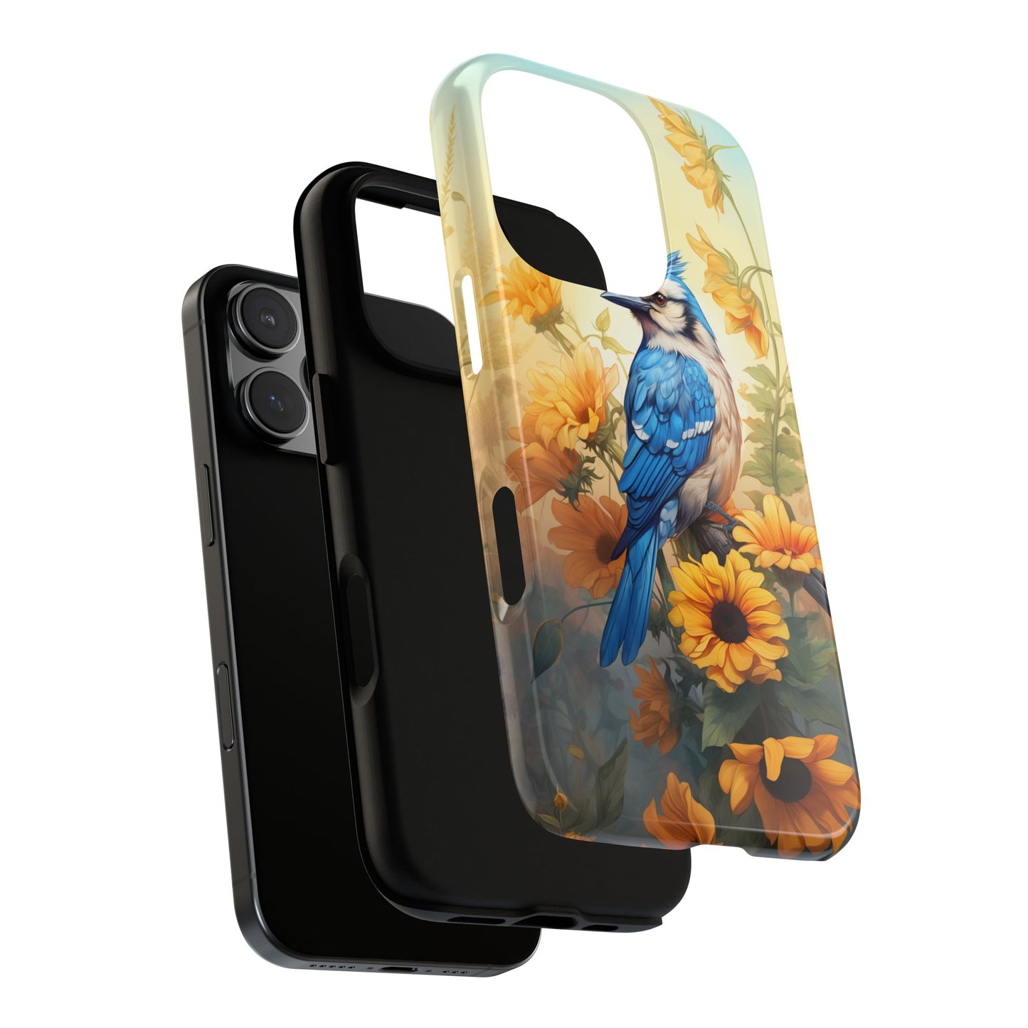 Blue Jay & Sunflowers Phone Case - Perfect Gift for Bird Lovers!