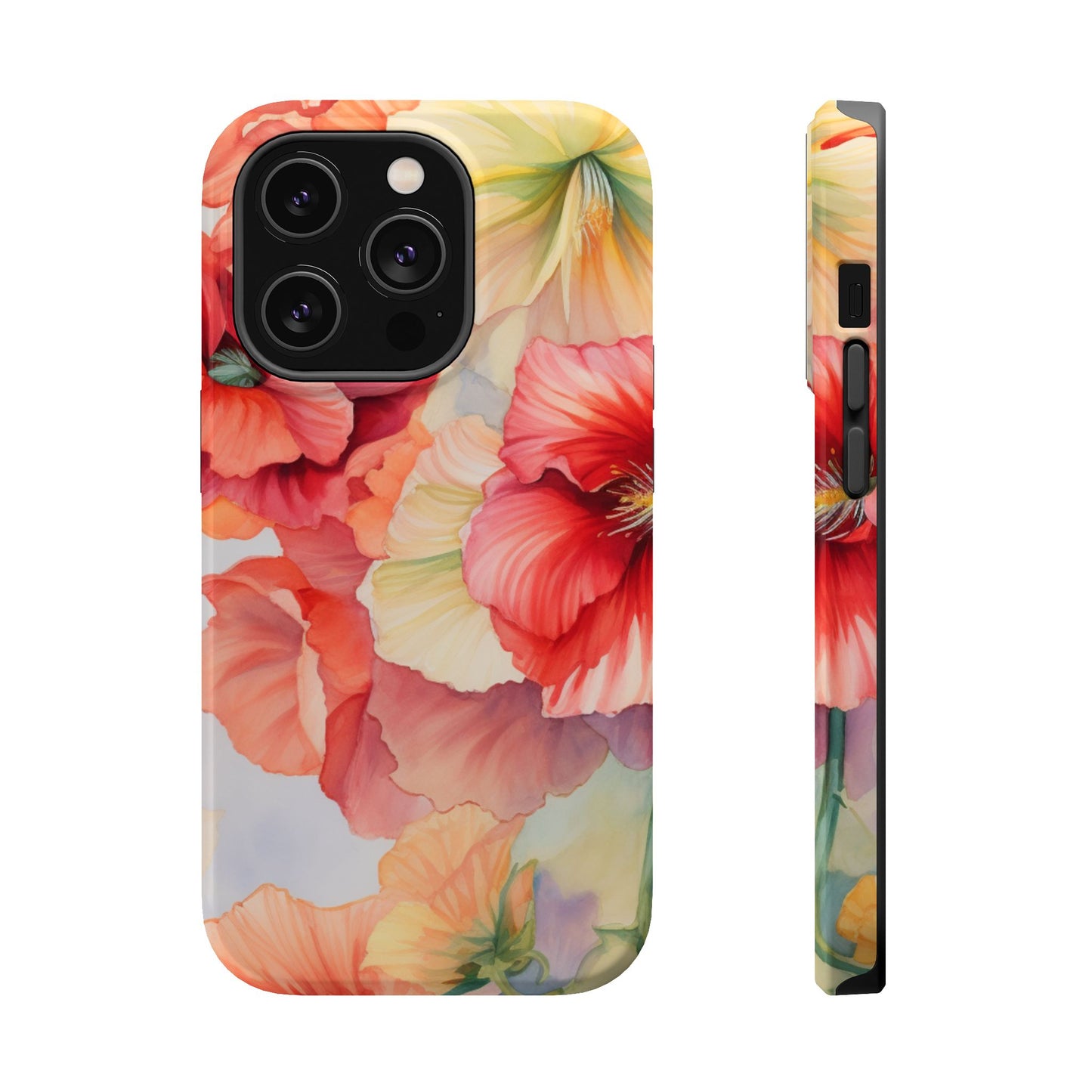 Gumamela Blush Pink Watercolor Floral – MagSafe Compatible iPhone Case