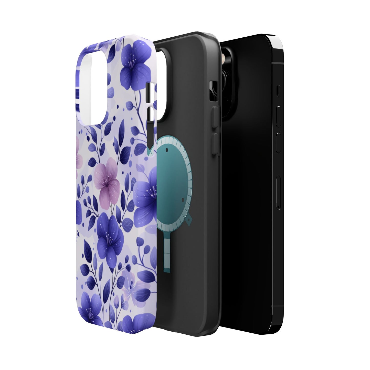 Purple Floral MagSafe iPhone Case – Durable Protection with Elegant Flower Design