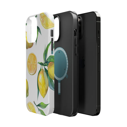 Lemon Grove Watercolor Tough MagSafe iPhone Case – Fresh Citrus Design, Dual-Layer Protection