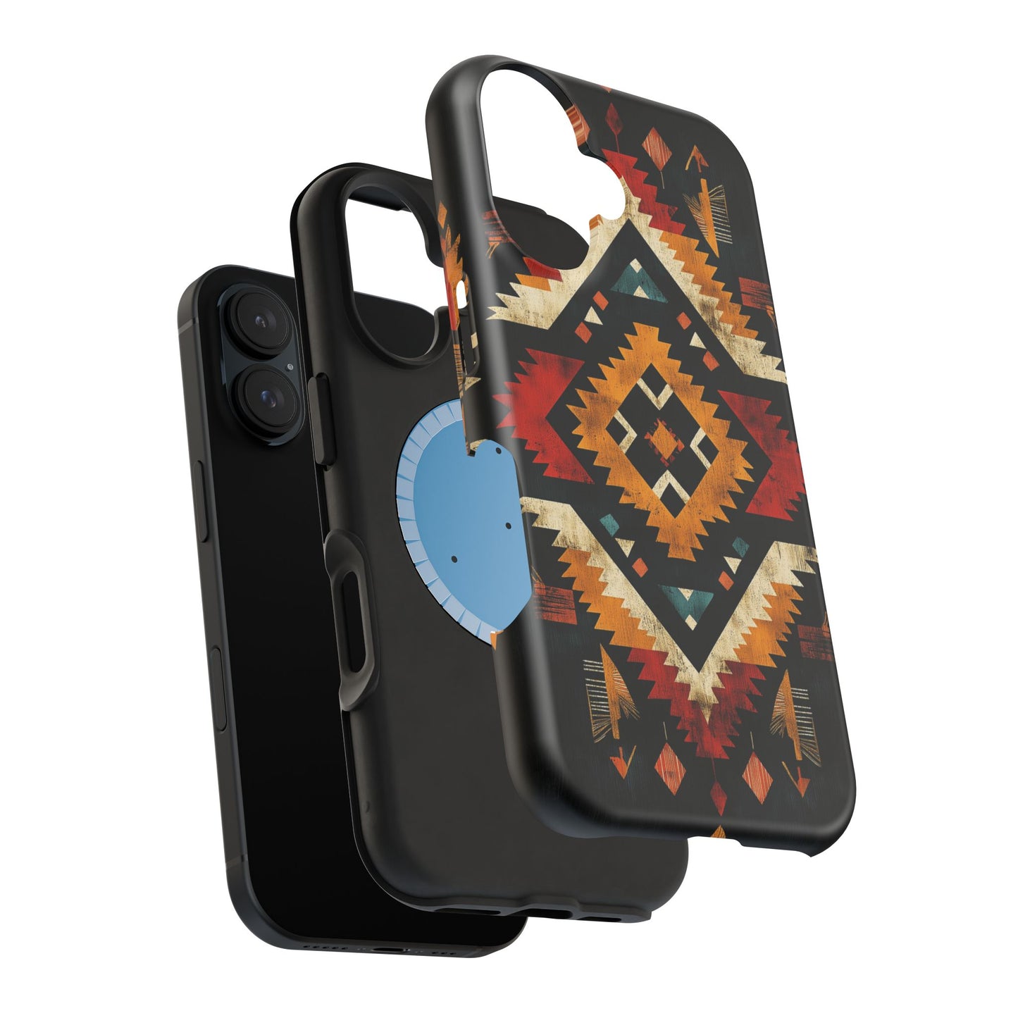 Southwestern Tribal Diamond Tough MagSafe iPhone Case – Bold Geometric Pattern, Dual-Layer Protection