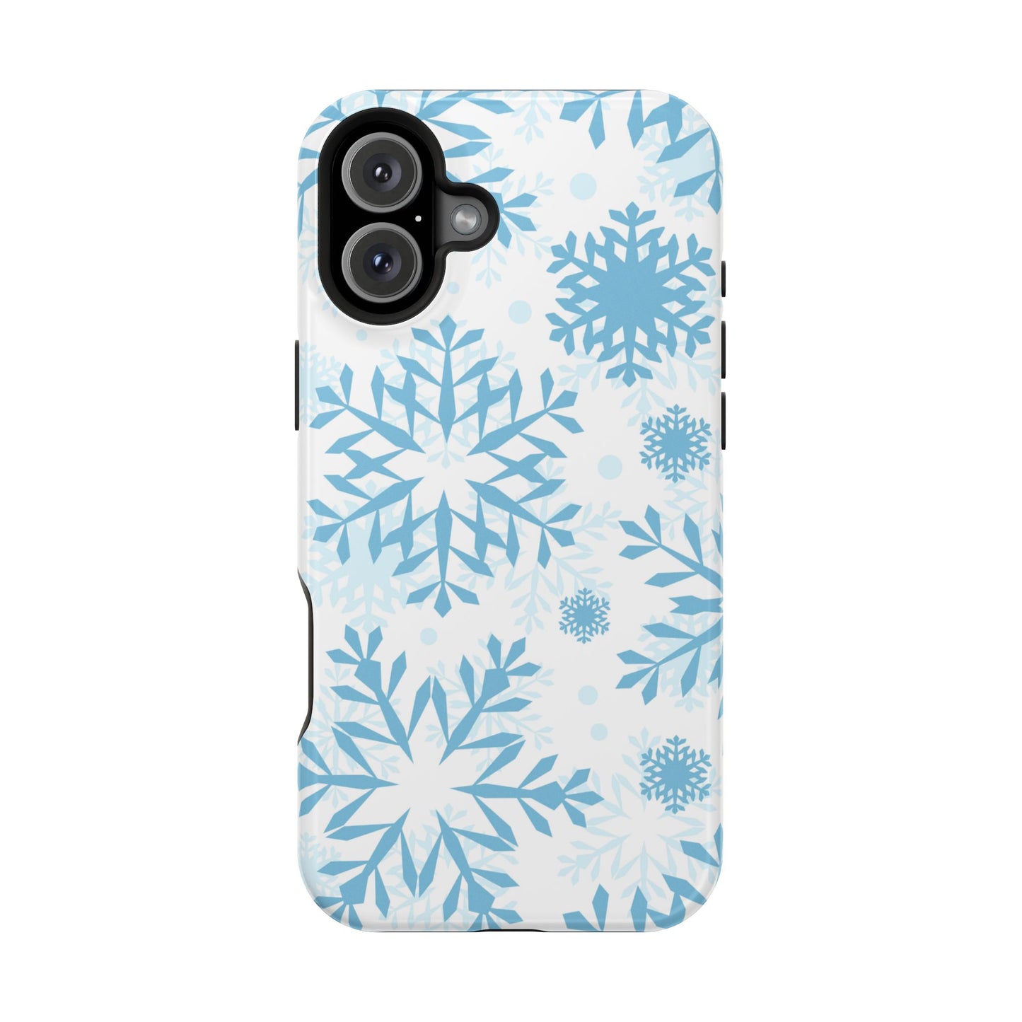 Frosty Blue Snowflakes MagSafe iPhone Case – Shockproof, Smooth Matte Finish, Dual-Layer Design