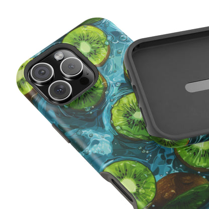 Tropical Kiwi Splash MagSafe iPhone Case – Tough Dual-Layer, Vibrant Summer Design