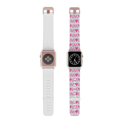 Pink Glitter Love Pattern  Apple Watch Band