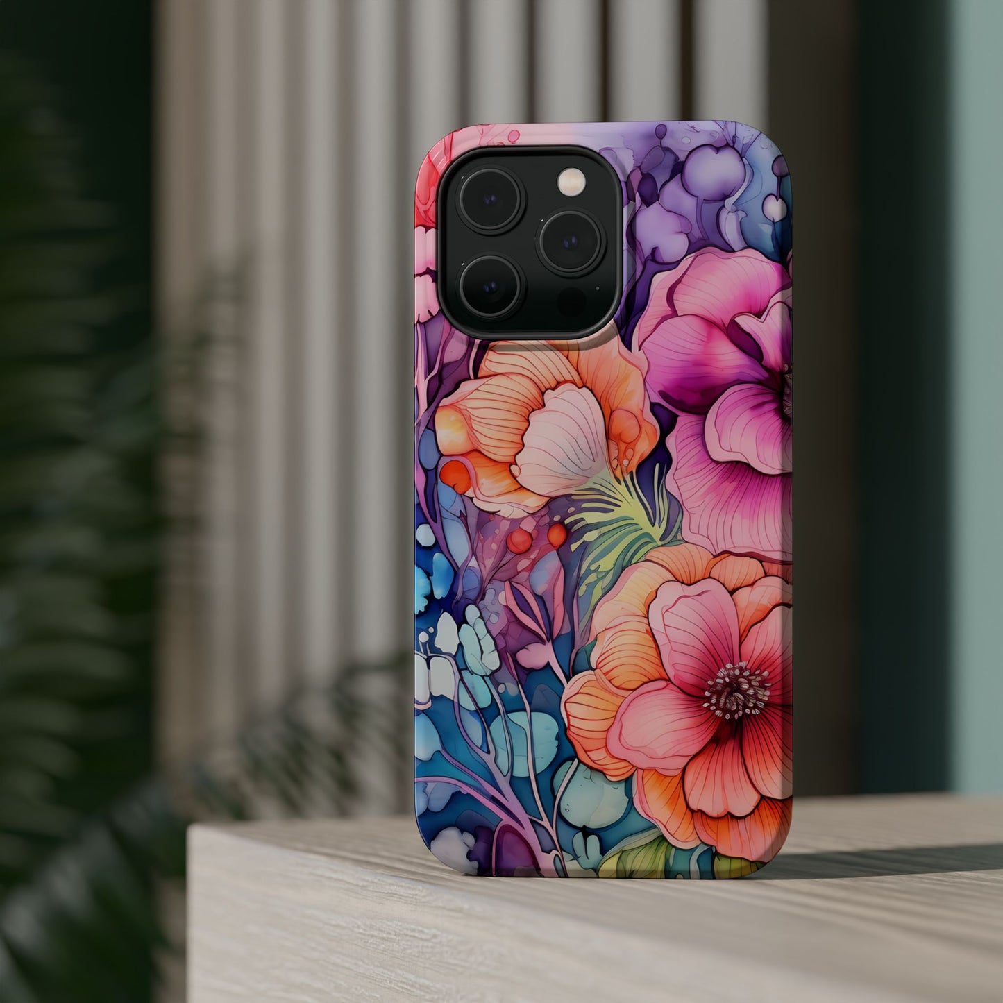 Bright Watercolor Floral Splash MagSafe iPhone Series Case – Bold Artistic Design