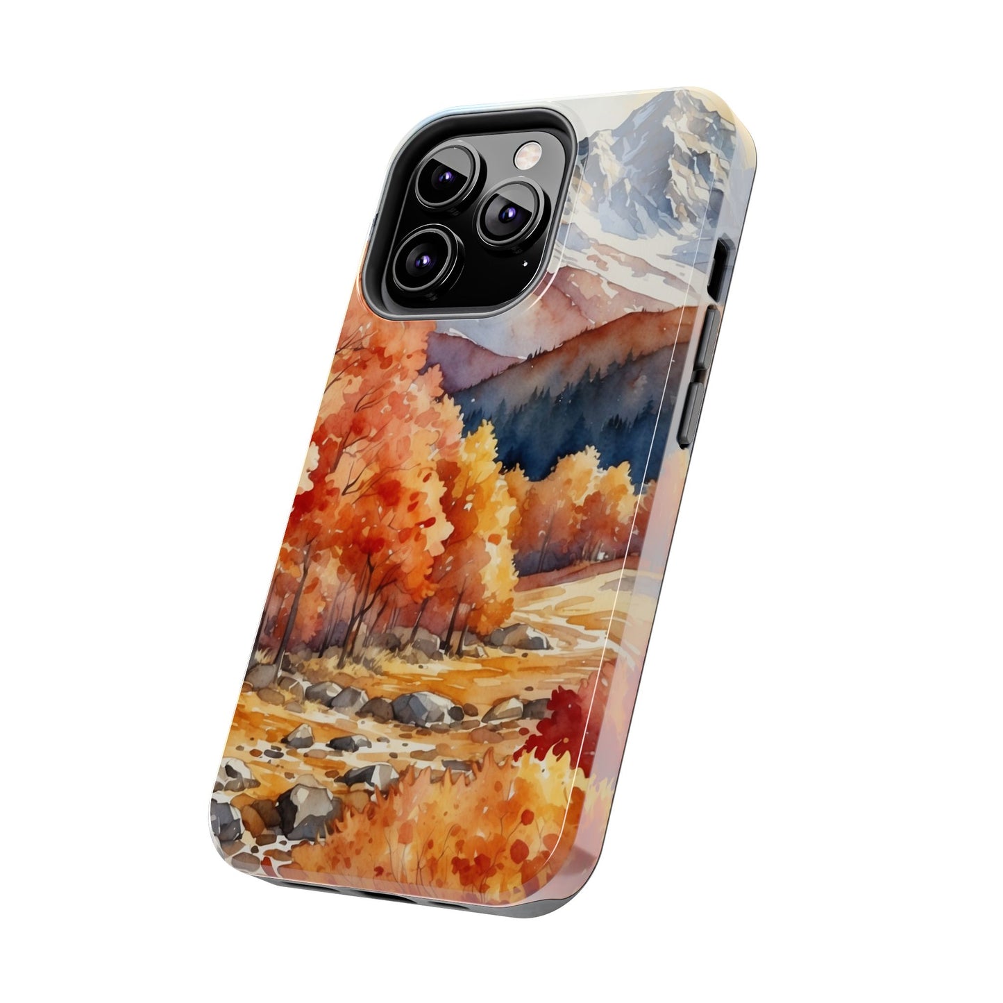 Watercolor Autumn Forest and Mountains - iPhone Case