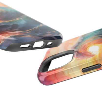 Ocean Sunrise Wave MagSafe iPhone Case – Vibrant Watercolor Wave Design