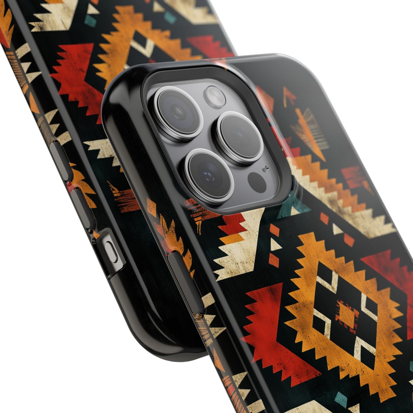 Southwestern Tribal Diamond Tough MagSafe iPhone Case – Bold Geometric Pattern, Dual-Layer Protection