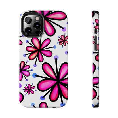 Pink Retro Bloom iPhone Case – Ultra-Slim Design, Glossy Finish