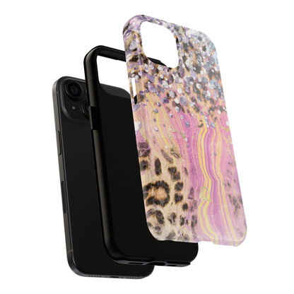 Crystal Glam Leopard - iPhone Series Case with Glitter and Gem Accents