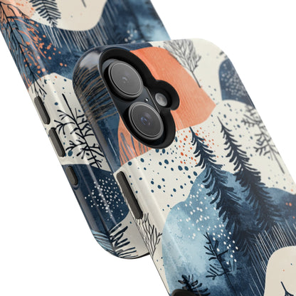 Winter Forest MagSafe iPhone Case | Watercolor Trees & Mountains