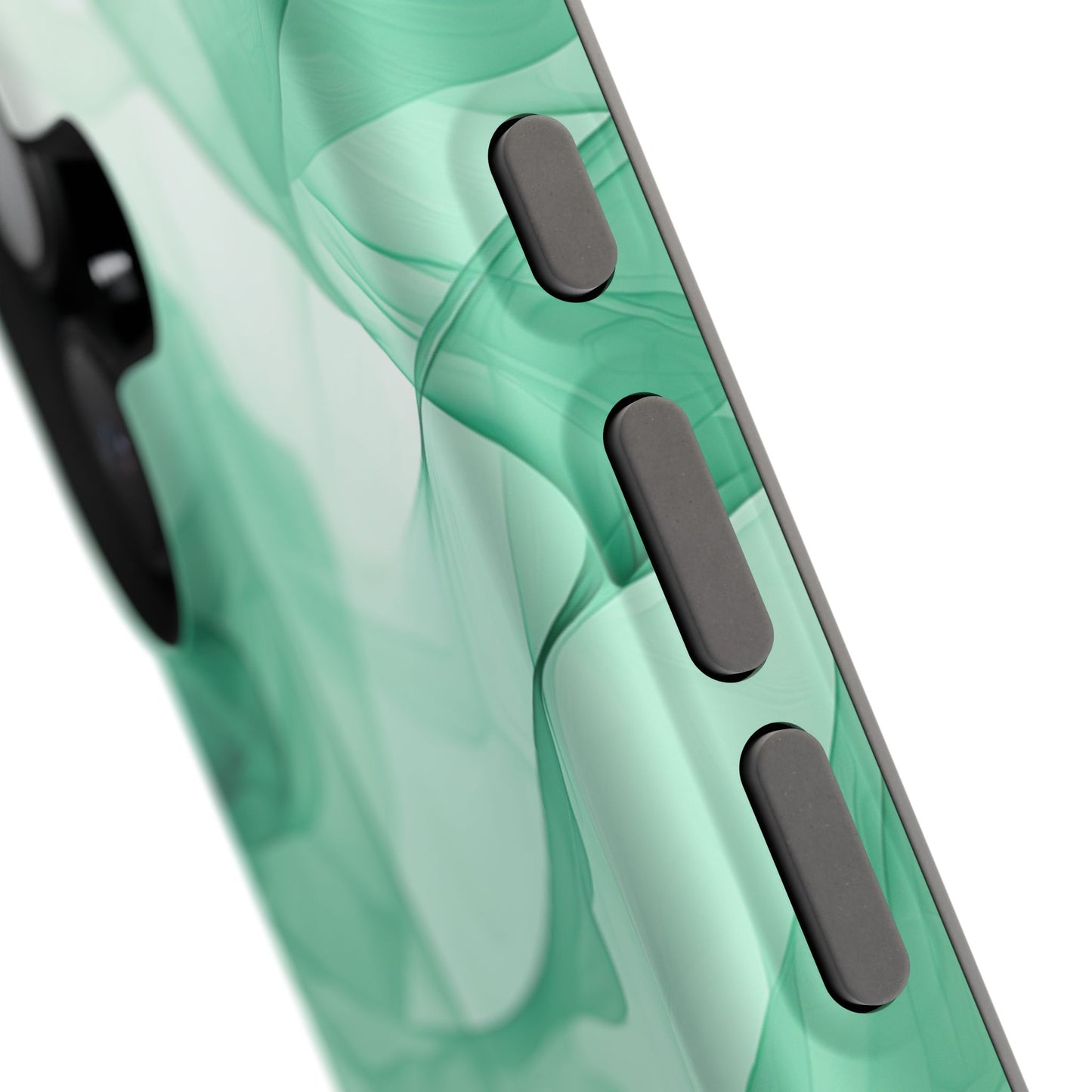 Translucent Flowing Green Fabric MagSafe iPhone Case – Elegant Fluid Design