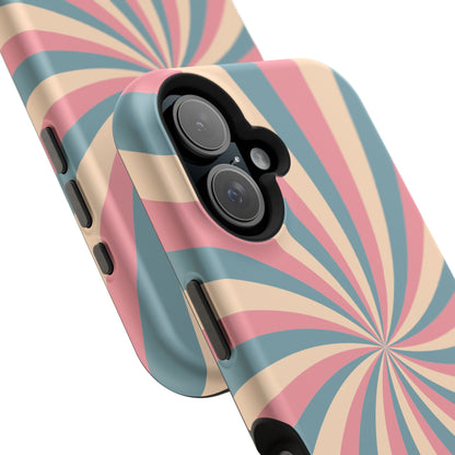 Vintage Pastel Swirl MagSafe iPhone Case – Dual-Layer Protection with 70s-Inspired Design