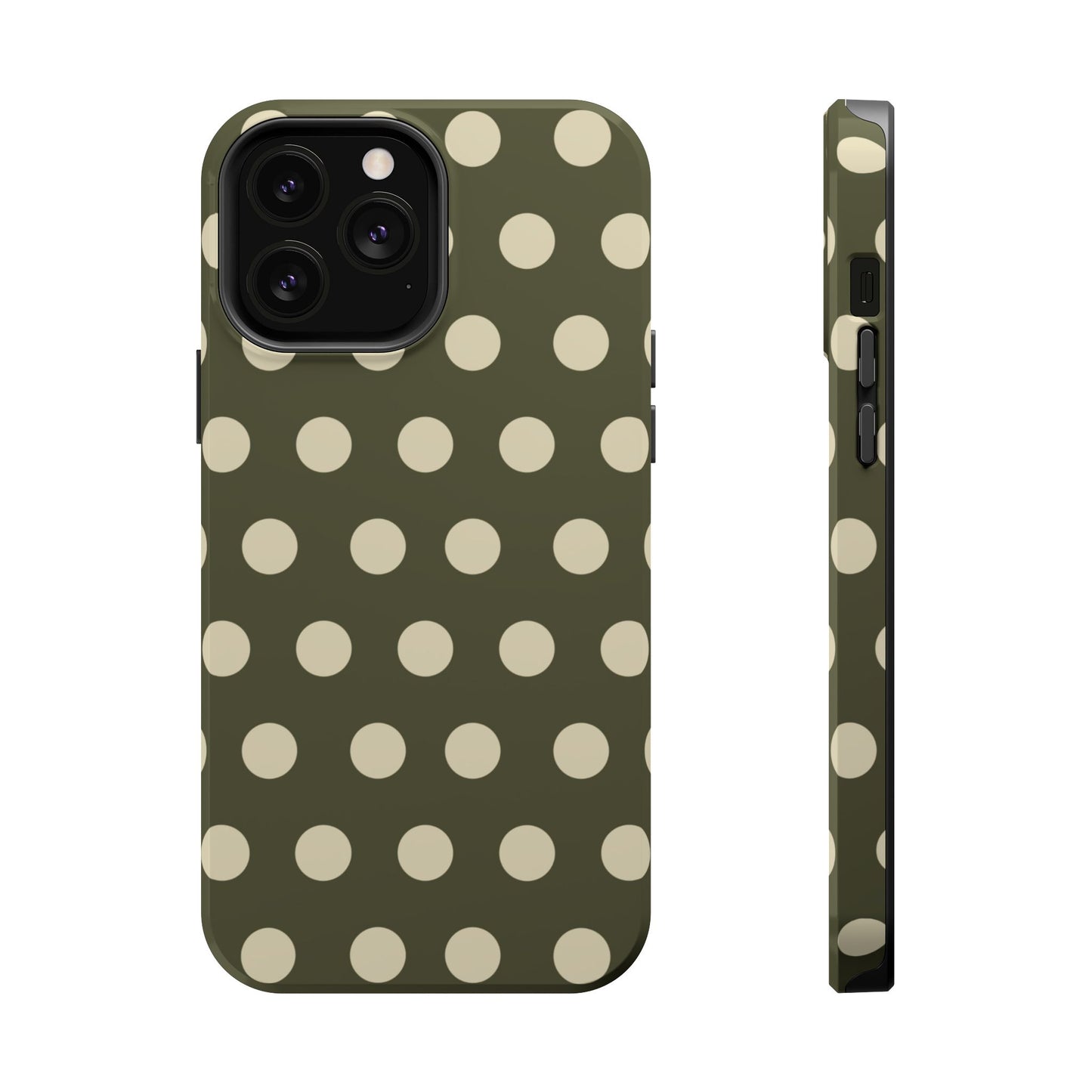 Vintage Green & Cream Polka Dots – MagSafe iPhone Case