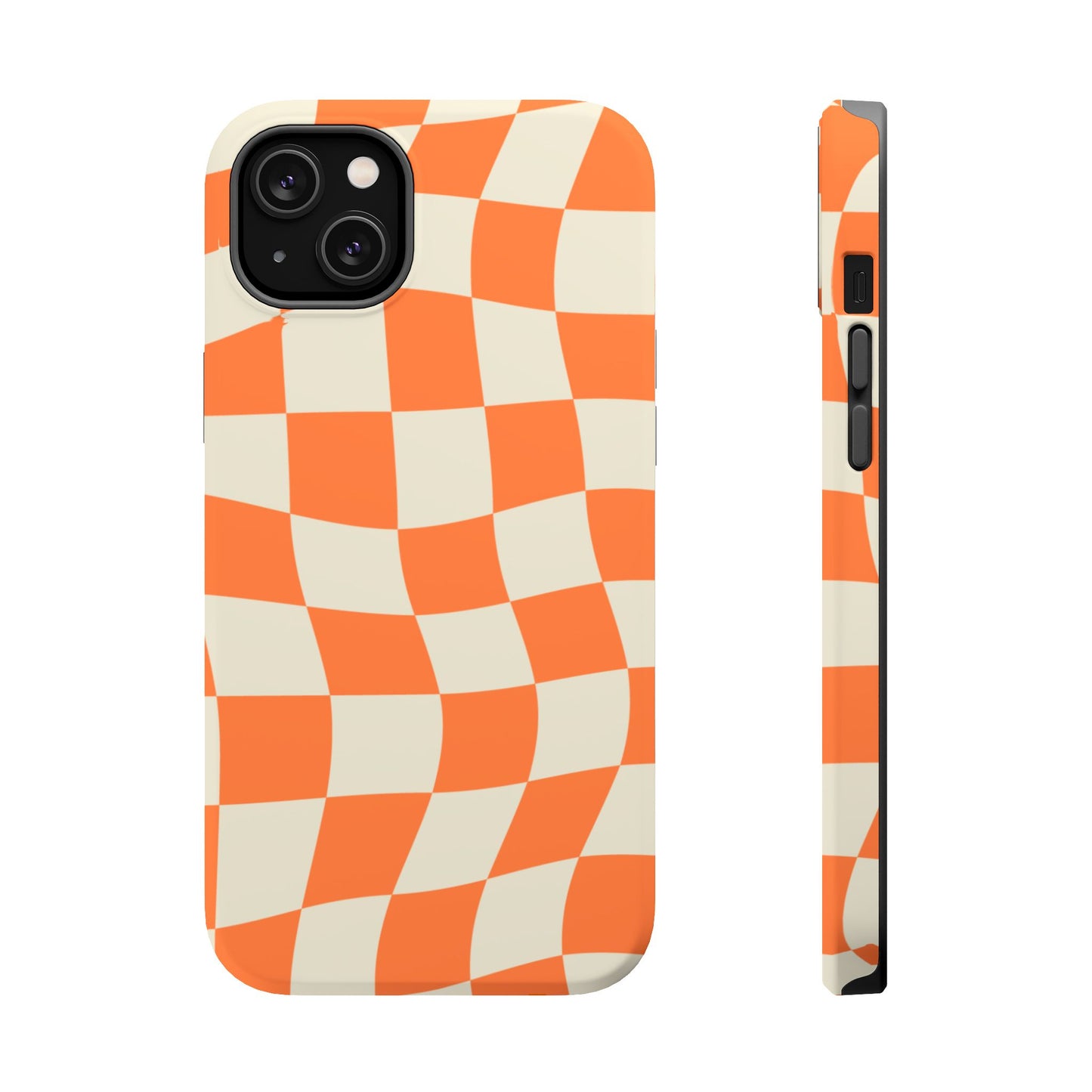 Wavy Retro Checkerboard MagSafe iPhone Case – Shockproof, Matte Finish, Dual-Layer Protection