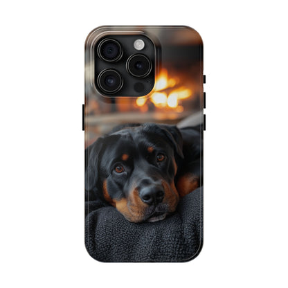 Warm Rottweiler by the Fireplace Samsung Galaxy Case – Rustic Charm for Dog Lovers