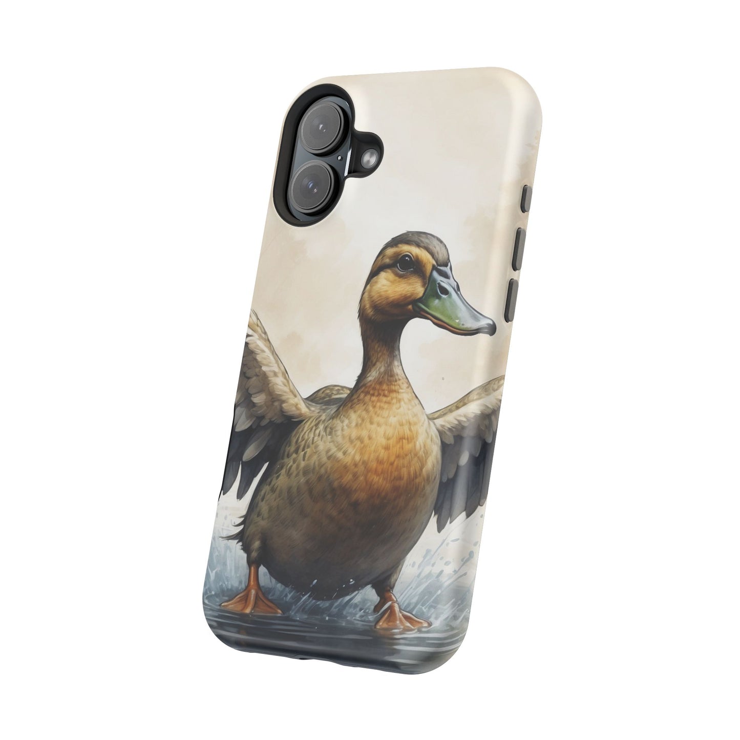 Graceful Duck in Watercolor Scene - MagSafe iPhone Case